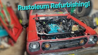 V8 Gremlin Gets A Painted Engine Bay & Fully Installed Transmission. 1976 AMC Gremlin 360 V8