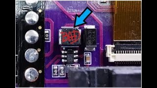 RetroSix clean screen LCD for Sega Game Gear with faulty inductor repair.