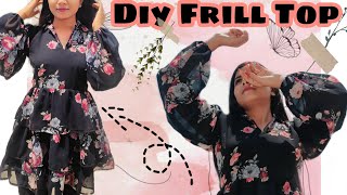 Frill Top Cutting and stitching | Diy Frill dress | Trendy Layered frill dress Cutting and stitching