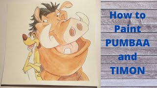 How to Paint TIMON and PUMBAA From The LION KING: Easy Watercolour Painting Tutorial for Beginners