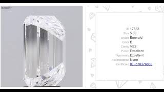 5.00CT VS-2 E Color IGI Certified Lab Grown Emerald Cut Loose Diamond