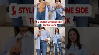 😱 USE THIS TRICK TO STYLE A SHIRT WITH THE ONE SIDE TUCK-IN HACK! #shorts