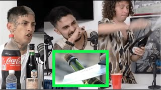 Luisito Comunica le Enseña a L-Gante Cómo Abrir una Botella con Navaja!