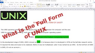 What is the full form of UNIX |What is UNIX