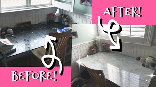 White Marble Contact Paper/ DIY Desk Makeover! (Simple, Easy, and Cheap!!!)