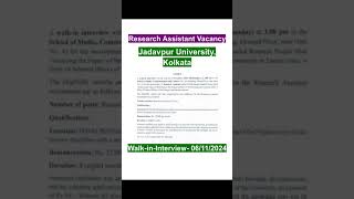 Research Assistant Vacancy 2024# research#researchproject# researchassistant# walk-in-interview