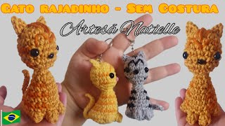 Chaveiro Gato Amigurumi Sem Costura - (Rajado)