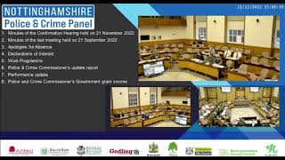 Police & Crime Panel Meeting, Monday 21st November 2022