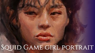 Пишу портрет девушки из игры в кальмара || Painting a portrait of a girl from the Squid Game