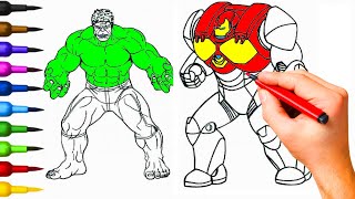 Hulk vs Iron Man Coloring Page | How To Color Iron Man and Hulk