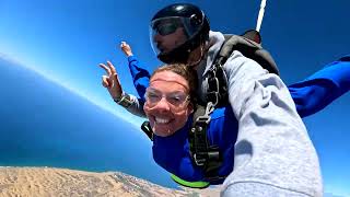 Paula First Skydive! Tandem Jump from 10000 feet at iJump Gran Canaria