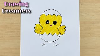 How to Draw Baby Chick Cute & Easy || Step by Step Easy