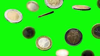 EURO COIN FALLING GREEN SCREEN EFFECT VIDEO