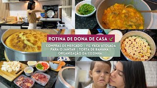 VLOG: Rotina noturna - Fiz a Vaca atolada mais fácil do mundo - Torta de banana - Organização.