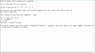 how to make a  dark trance melody  for newbies