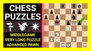 Chess Puzzles to Practice. Themes: Middlegame, Very long puzzle, Advanced pawn. Learn