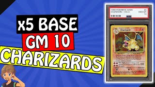 5 Pokemon Trading Card Game Base Charizards Officially Graded Gem Mint 10 + More Base Goodies!