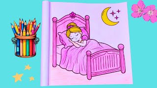 Sleeping Beauty Princess, Cute Drawing and Coloring Page | Coloring Tutorial | Coloring Fun for Kids