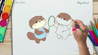 Playful Sea Otters: Badminton Fun!