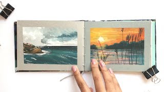 How I'm Painting Simple Landscapes (At The Moment) · Gouache Landscape Painting in Sketchbook