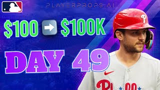 $100 into $100K Challenge | Day 49 | Free MLB Picks & Predictions 8/21/24