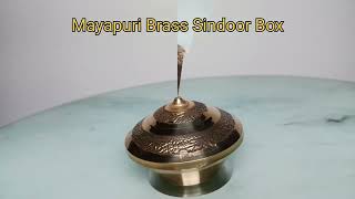 MAYAPURI Handmade Brass Traditional Sindur Box | Sindoor Dibbi/Kumkum Dani, Golden