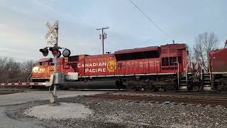 CP SD70ACU leads westbound train through Chesterton. IN.