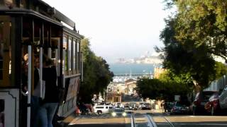 San Francisco Cable Car Ride Down Towards Alcatraz