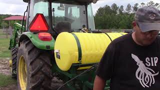 John Deere 5075E+Vans 85 gallon PTO sprayer