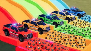 TRANSPORTING POLICE CARS and SOCCER BALLS  with MAN TRUCKS! Farming Simulator 22