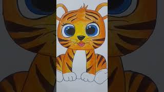 cute tiger drawing | Easy animal drawing | how to draw a tiger #art #shorts