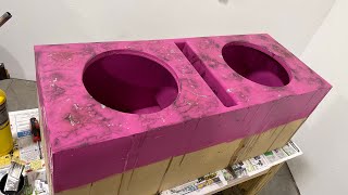 2 12” Skar Audio IX series subwoofer epoxy pink enclosure