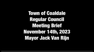 November 14th, 2023, Regular Council Meeting Brief