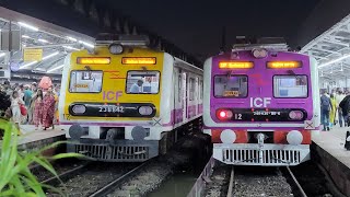 Surprise Capture Pink and Yellow Alstrom 3 Phase Local Train at Howrah Station Furious Crossing