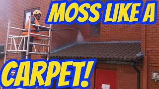 Roof Tiles with "Carpet of Moss" Blasted Clean | Amazing Transformation