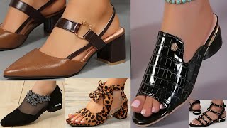 2024 COMFORTABLE TOP DIFFERENT STYLISH SANDALS DESIGNS FOR WOMEN LATEST NEW CHUNKY HEELED SANDALS