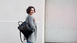 Black Leather Convertible Backpack Shoulder Bag - Emma | Time Resistance Official Video