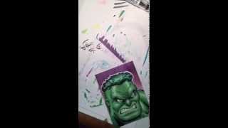 Drawing Hulk Sketch Card Live on Periscope