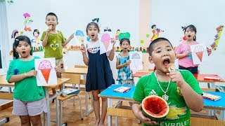 Kids Go To School | Cheerful Lesson Of Chuns And Friends Sister Buys Cake And Treats