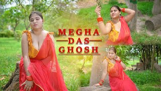 Megha Das Ghosh Official Red Chiffon Saree | Bong Saree Fashion Video | Outdoor Saree video | 2023