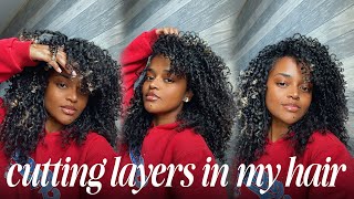 cutting layers in my curly hair at home.