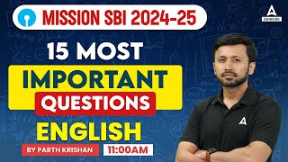 SBI PO 2024 | SBI PO English 15 Most Important Questions | By Parth Krishan