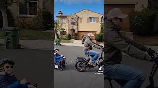 Riding Nakto E-bike with kids in Wagon