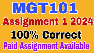 MGT101 Assignment 1 Spring 2024 || Mgt101 Assignment 1 Solution 2024 || Mgt101 Assignment 1 Solution