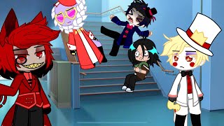 If my fav HH characters teleported into my school?!😨|gacha club| |val, vox, alastor and Lucifer|