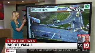 Semi gets stuck under highway overpass in Bedford Heights