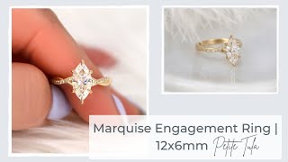 Marquise Engagement Ring | Rosados Box 12x6mm Petite Tula Moissanite & Diamond Engagement Ring