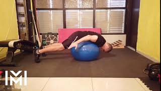 Stability Ball Back Extension   hands back variation   מתיחות גב על כדור ידיים אחורה