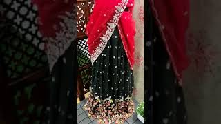 Beautiful high quality netted lehanga with dupatta Raw silk blouse