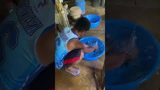 Washing dishes in a pump well